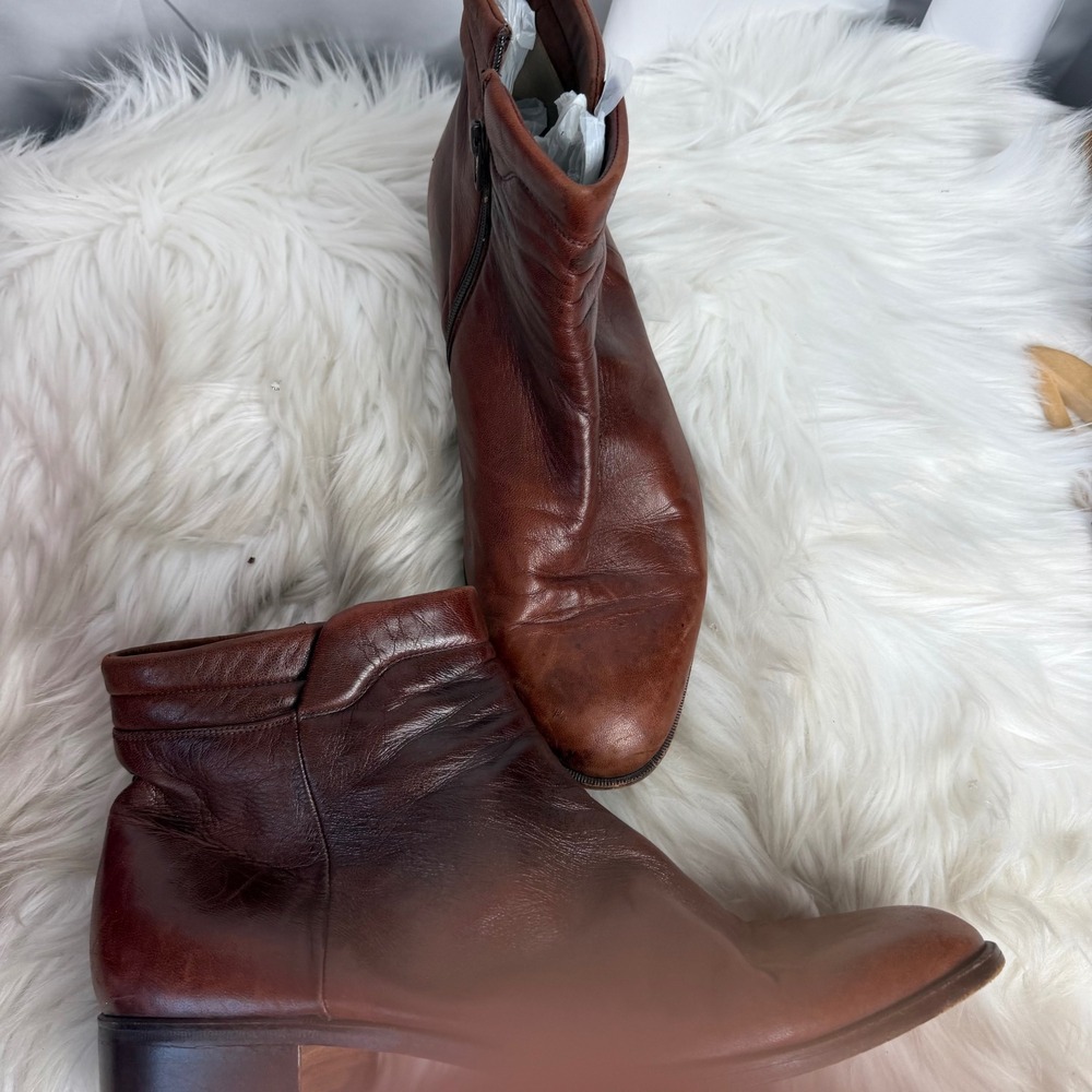 Bally Mens VTG Brown Leather Side Zip Ankle Boots Made in Italy 11.5 W 15940